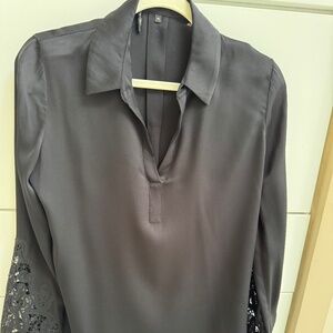 Beautiful black satin blouse by Hobi Kalperin, XS